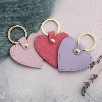 Personalised Heart Shape Leather Key Ring, 2 of 5