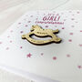 New Baby Congratulation Card. Its A Girl! With A Personalised Wooden Rocking Horse, thumbnail 2 of 3