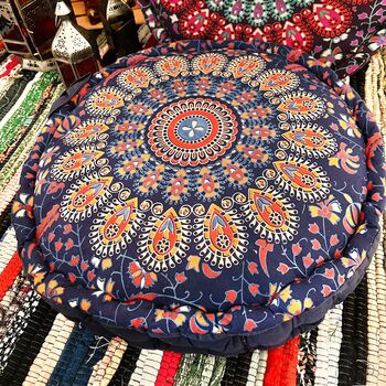 Peacock Print Large Bohemian Floor Meditation Cushion, 6 of 8