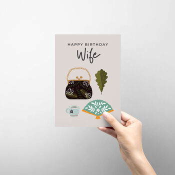 Wife Birthday Card With Illustrated Accessories, 3 of 4