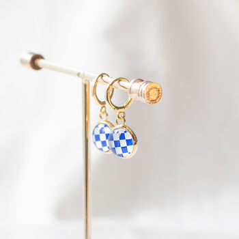 Royal Blue Checkered Earrings, 3 of 6