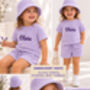 Summer Personalised 3pcs Towelling Sets Embroidered Kids Personalised T Shirt And Shorts Holiday, Beach , Swimming, thumbnail 5 of 13