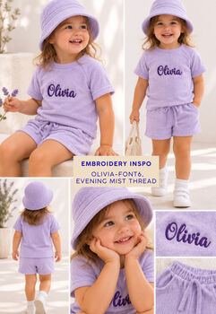 Summer Personalised 3pcs Towelling Sets Embroidered Kids Personalised T Shirt And Shorts Holiday, Beach , Swimming, 5 of 13