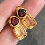 Garnet Citrine Silver Stud Earrings, thumbnail 3 of 11