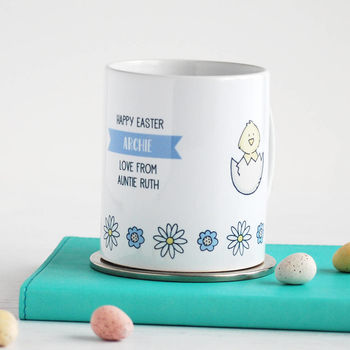 Floral Easter Chick Personalised Mug, 3 of 4