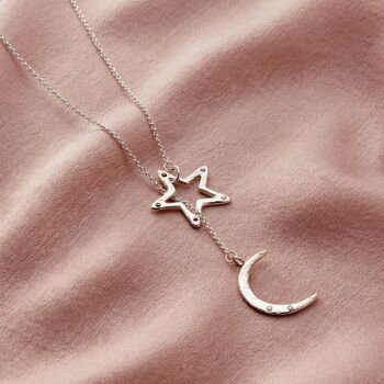 Confetti Birthstone Moon And Star Lariat Necklace, 4 of 9