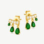Women's Gold Stud Earrings With Emerald Green Stones In 18k Gold, Christmas Jewellery, thumbnail 1 of 3