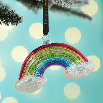 Personalised Rainbow With Clouds Christmas Bauble, 2 of 4