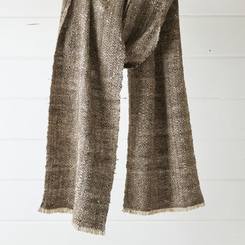 Fair Trade Woven Soft Yak Wool Raw Silk Unisex Scarf, 6 of 12