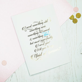 Gold Foil Will You Be My Maid Of Honour Card, 3 of 4