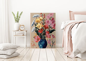 Pink Flower Vase Portrait Art Print, 4 of 4