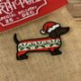 Christmas Dachshund Dog Embroidered Fabric Patch, thumbnail 1 of 2