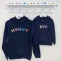 Pastel Varsity Personalised Mother And Child Hoodie Set, thumbnail 1 of 3