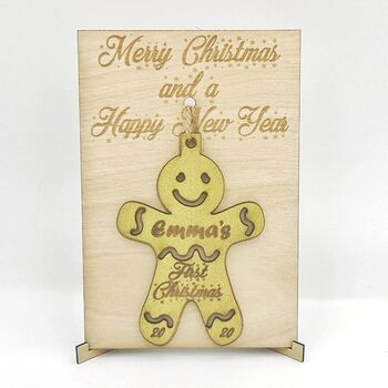 Personalised Gingerbread Man Christmas Bauble Card, 3 of 8