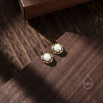 White Opal Thorn Claw Stud Earrings, 4 of 11