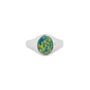 Green Opal Gemstone Silver Steel Signet Ring For Men, thumbnail 2 of 10