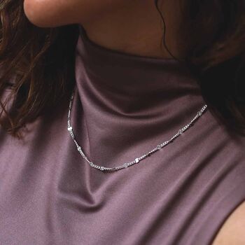 Sterling Silver Shimmer Chain Necklace, 2 of 8