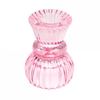 Double Ended Pink Glass Candle Holder, 2 of 4