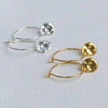 Gold Plated / Sterling Silver Satin Disc Hoops, 2 of 3