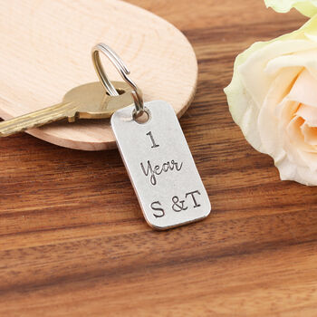 1st Anniversary Couples Gift Milestone Year Keyring, 2 of 8