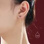 Sapphire Blue Bezel Cz Crystal Threader Earrings, thumbnail 5 of 9
