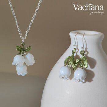 Sterling Silver White Lilly Of The Valley Jewelry Set, 2 of 10