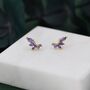 Sterling Silver Amethyst Purple Cz Marquise Cluster Stud Earrings, thumbnail 2 of 11