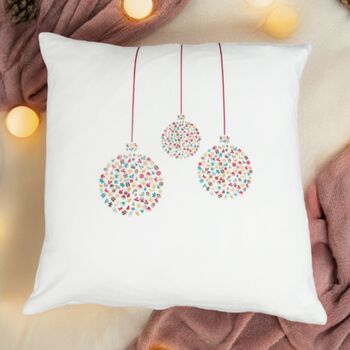 White Contemporary Christmas Bauble Cushion, 3 of 5