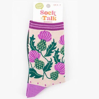 Women's Scottish Thistle Bamboo Socks, 4 of 4