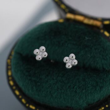 Sterling Silver Extra Tiny Dotted Cluster Stud Earrings, 6 of 11
