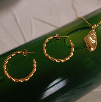 Gold Vermeil Twisted Hoops, 3 of 5