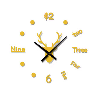Stylish Antlers 3D Wall Clock, Brown, Red, Black, Silver, 10 of 10