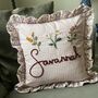 Personalised Embroidered Cushion Pink Ditsy Floral With Ruffle Trim, thumbnail 1 of 3