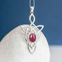 Genuine Ruby Celtic Knot Necklace In Sterling Silver, thumbnail 2 of 11