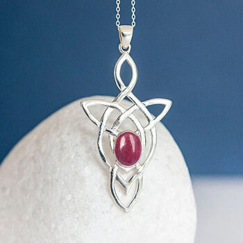Genuine Ruby Celtic Knot Necklace In Sterling Silver, 2 of 11