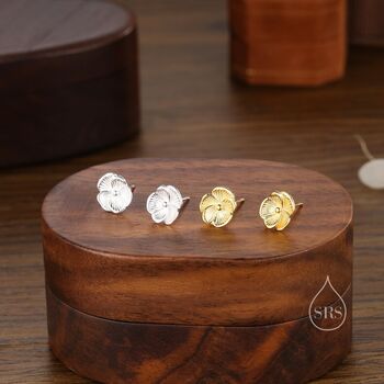 Violet Flower Stud Earrings In Sterling Silver, 3 of 11