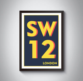 Sw12 Balham, Clapham South London Postcode Art Print, 7 of 10