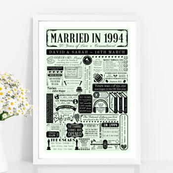 Personalised 30th Pearl Wedding Anniversary Poster, 2 of 9