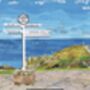 Land’s End Signpost, Cornwall Collage Art Print, thumbnail 2 of 4