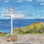 Land’s End Signpost, Cornwall Collage Art Print, thumbnail 2 of 5