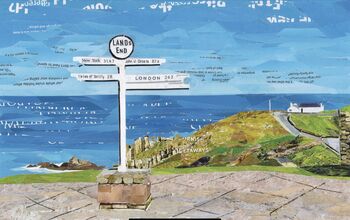 Land’s End Signpost, Cornwall Collage Art Print, 2 of 4