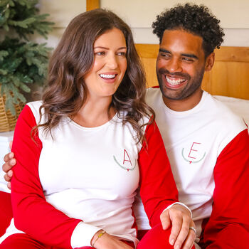 Personalised Organic Christmas Couples Pyjamas, 2 of 7