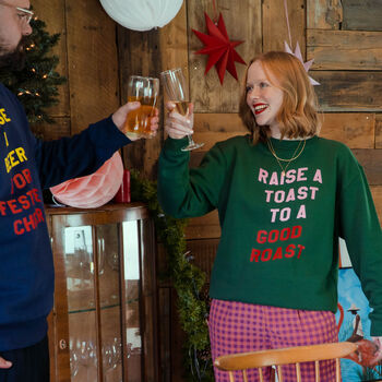 Raise A Toast Slogan Christmas Jumper Sweatshirt, 2 of 6