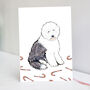 Old English Sheepdog Christmas Card, thumbnail 1 of 6