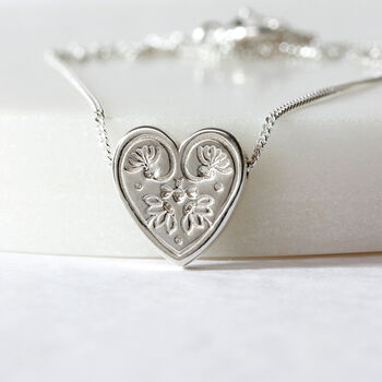 Wildflower Heart Necklace – Silver, 5 of 6