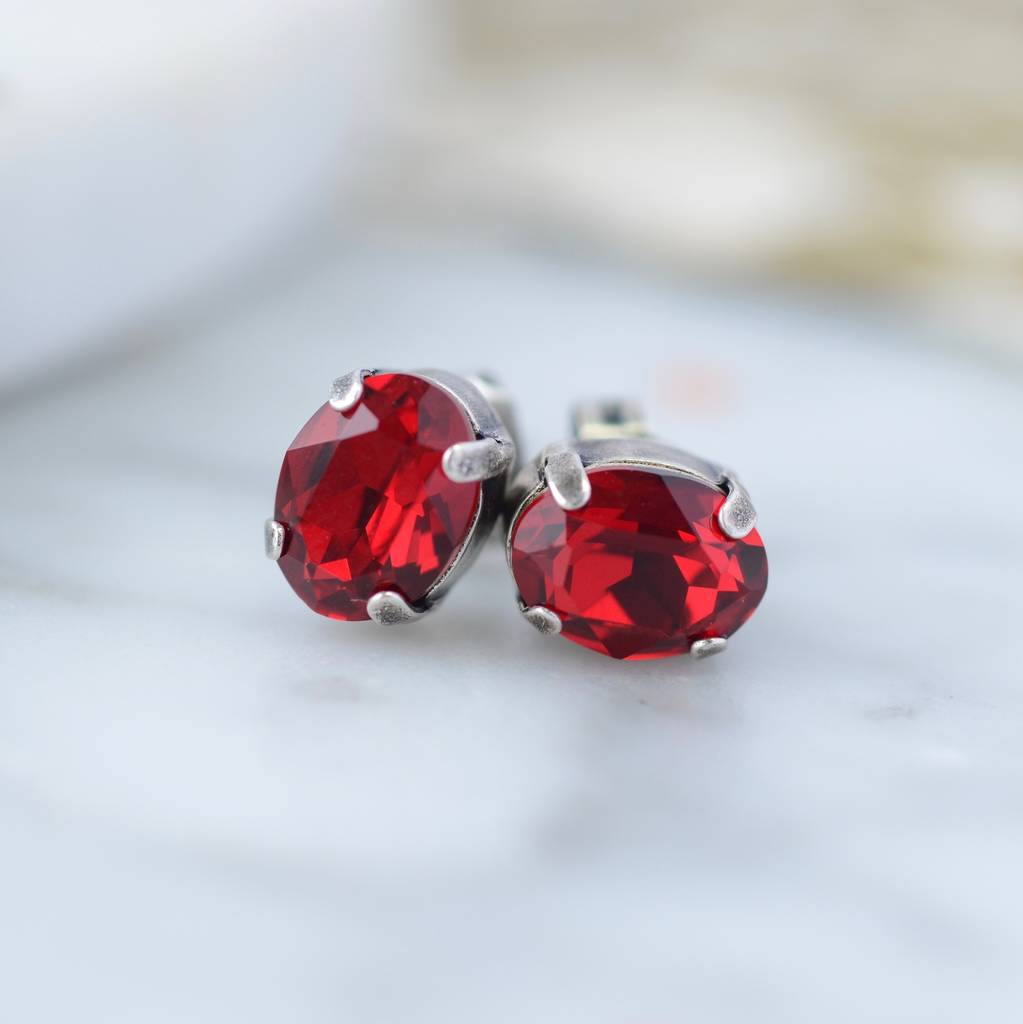 Small Oval Earrings Made With Swarovski Crystals By Iscah and Mimi