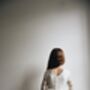Long Sleeve Flower Girl Dress – Pearl Buttons And Tulle Skirt Ankle Length, Handmade UK, thumbnail 6 of 8