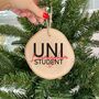 Personalised Uni Student Wooden Christmas Decoration, thumbnail 1 of 3