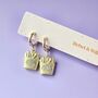 French Fries Huggie Hoop Earrings With Sparkling Cz Detail, thumbnail 1 of 5