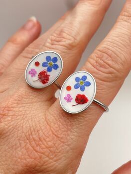 Ring With Real Flowers In Marie Antoinette Style, 4 of 12